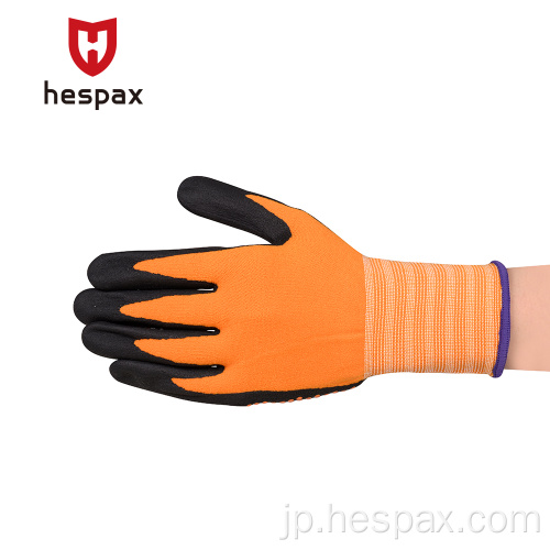 Hespax 15gナイロンシェルフォームニトリルワークグローブ